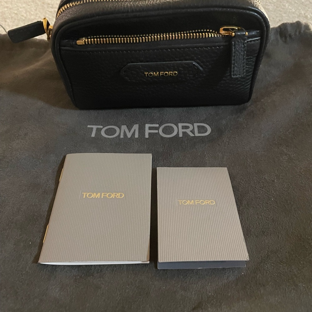 Tom Ford Black Cosmetic Bag with Gold Zipper